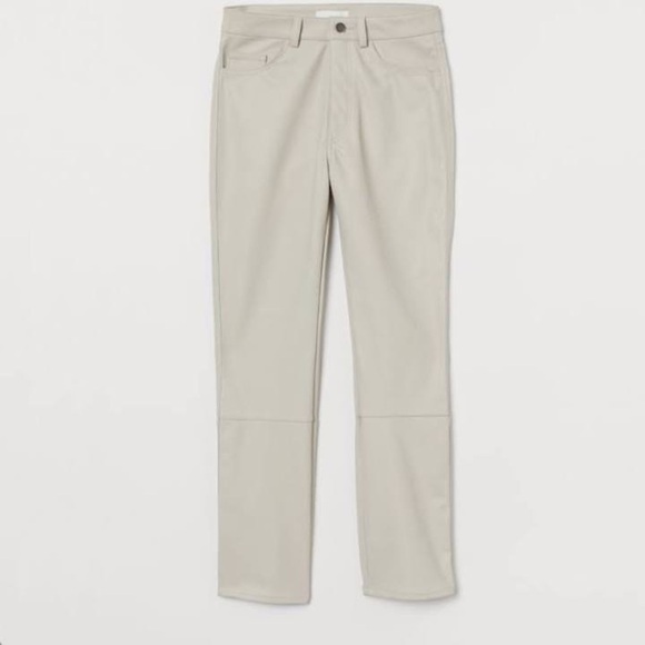 H&M Cream Faux Leather Pants NWT - Picture 1 of 5